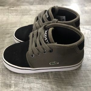 Lacoste toddler boys gray and black shoes